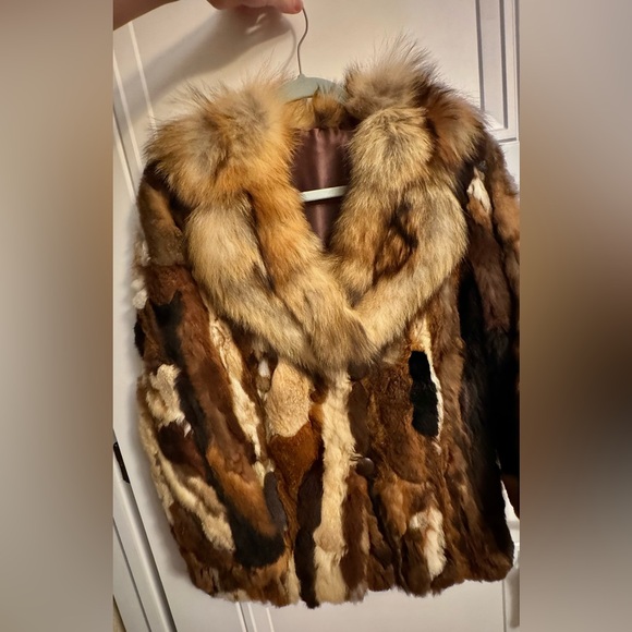 Fur Jacket unique with Natural Tones, fox fur - Picture 1 of 5